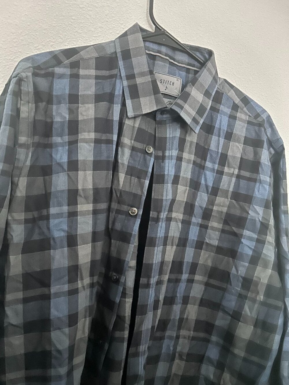 Stitch Note Egyptian Cotton Men Size x Large Shirt Button Blue Long Sle NWT b13